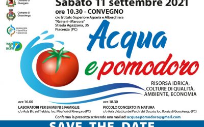 SAVE THE DATE – Convegno “Acqua e Pomodoro” sabato 11 settembre 2021 dalle ore 10.30 alle ore 13.00